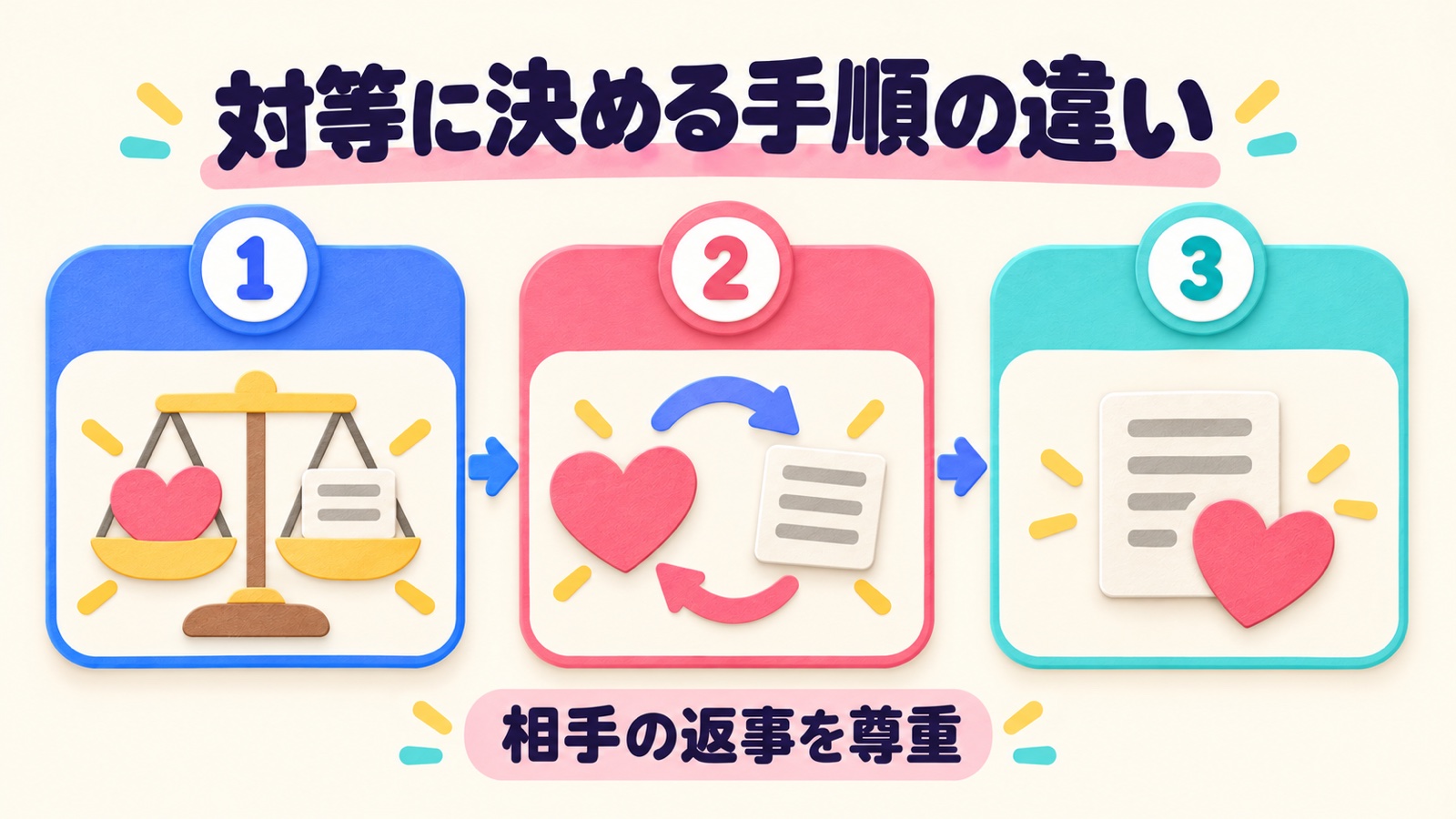 対等に決める手順の違いを整理する図