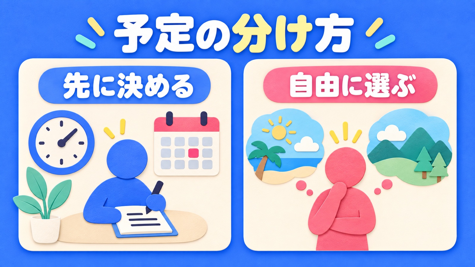射手座の相性で固定する予定と自由に選べる部分を分ける図