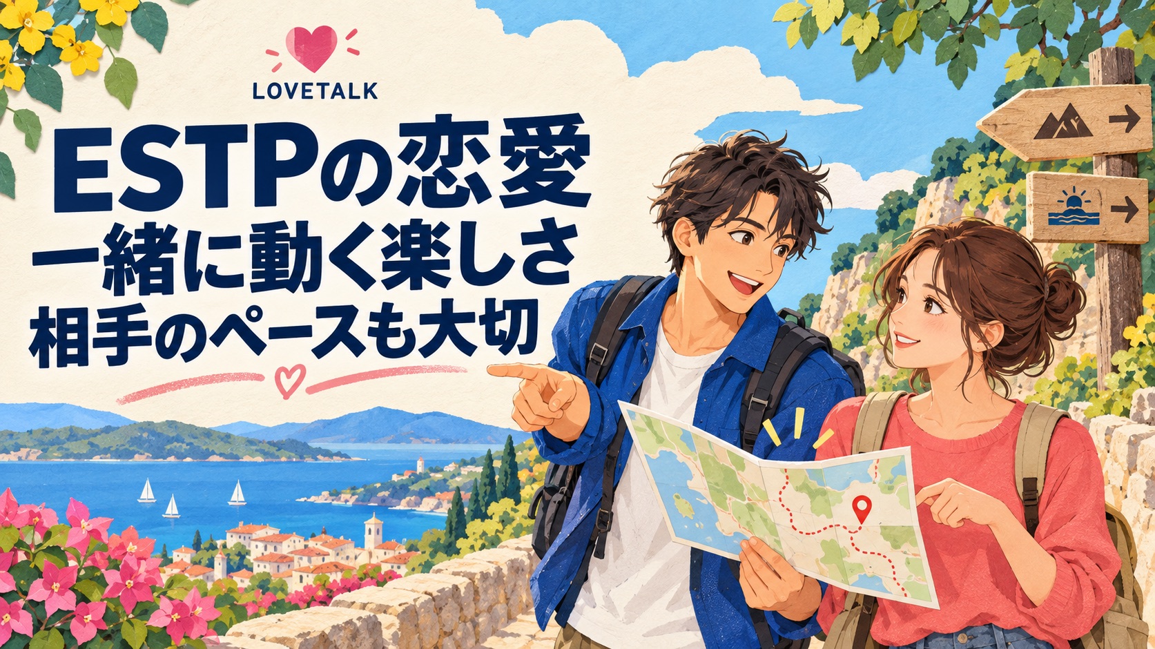 ESTPの恋愛で一緒に動く楽しさと相手のペースを考えるイメージ