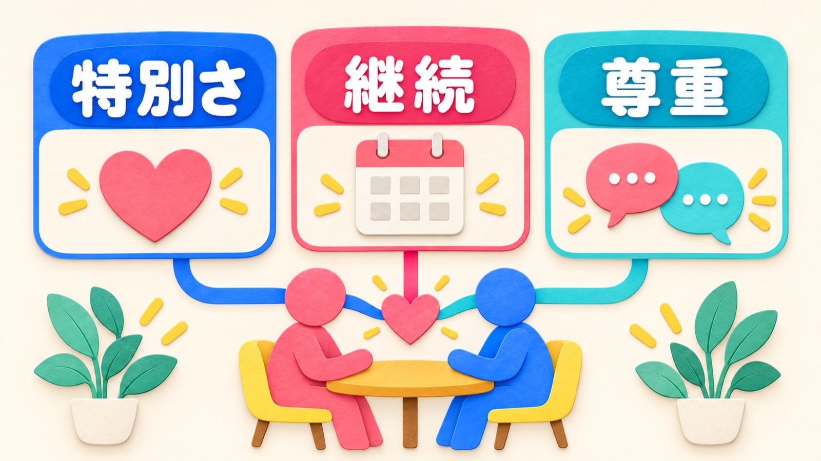 特別さと継続と尊重の三軸で好意を確かめる図