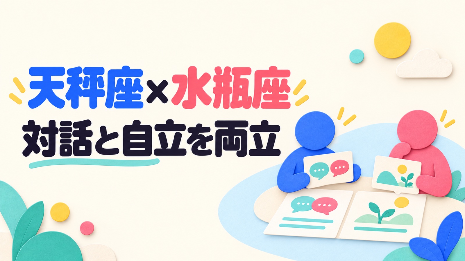 天秤座と水瓶座の相性を対話の自由と自立した時間から考えるのイメージ