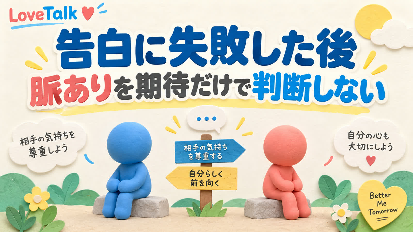 告白を断られた後は答えを尊重して距離を整えるのイメージ