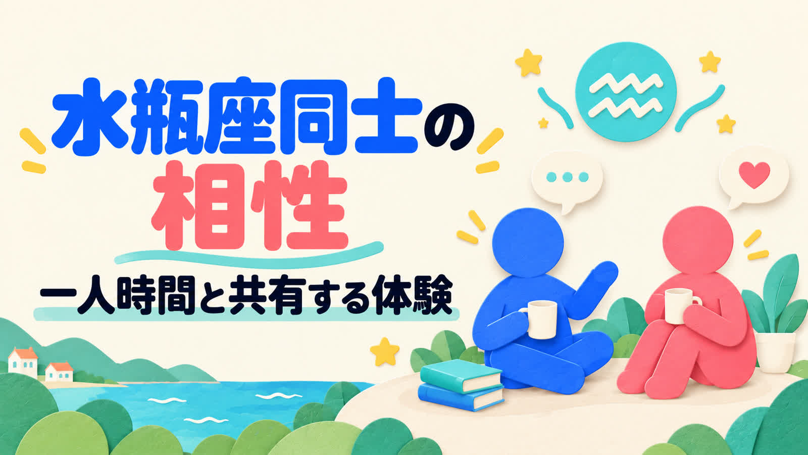 水瓶座同士の相性を一人時間と共有する体験から考えるのイメージ