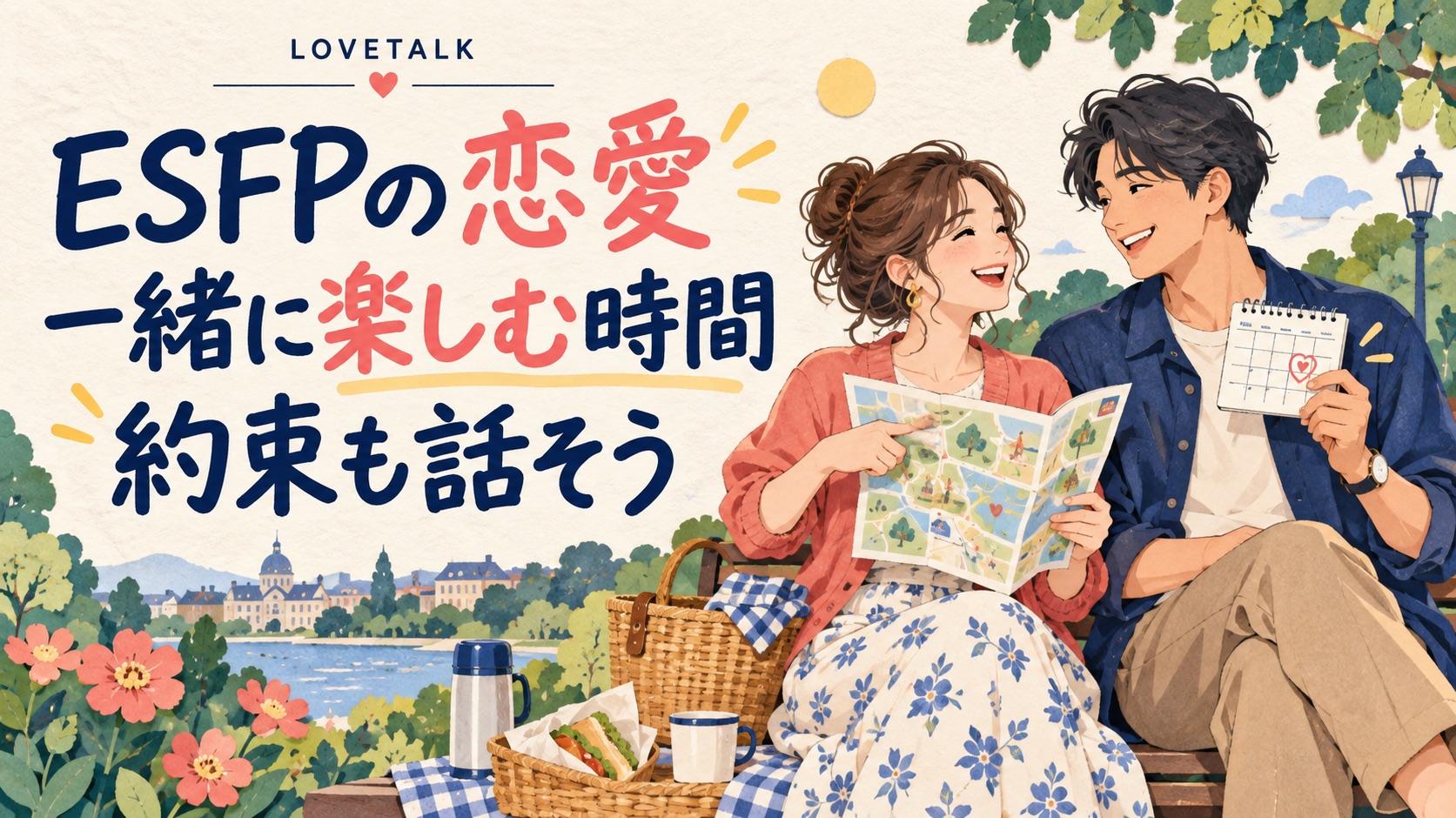 ESFPの恋愛で一緒に楽しむ時間と約束を話すイメージ