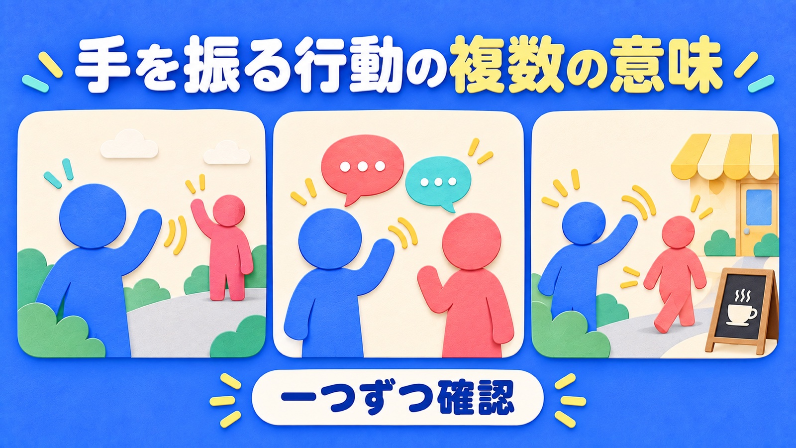 手を振る行動の複数の意味を整理する図