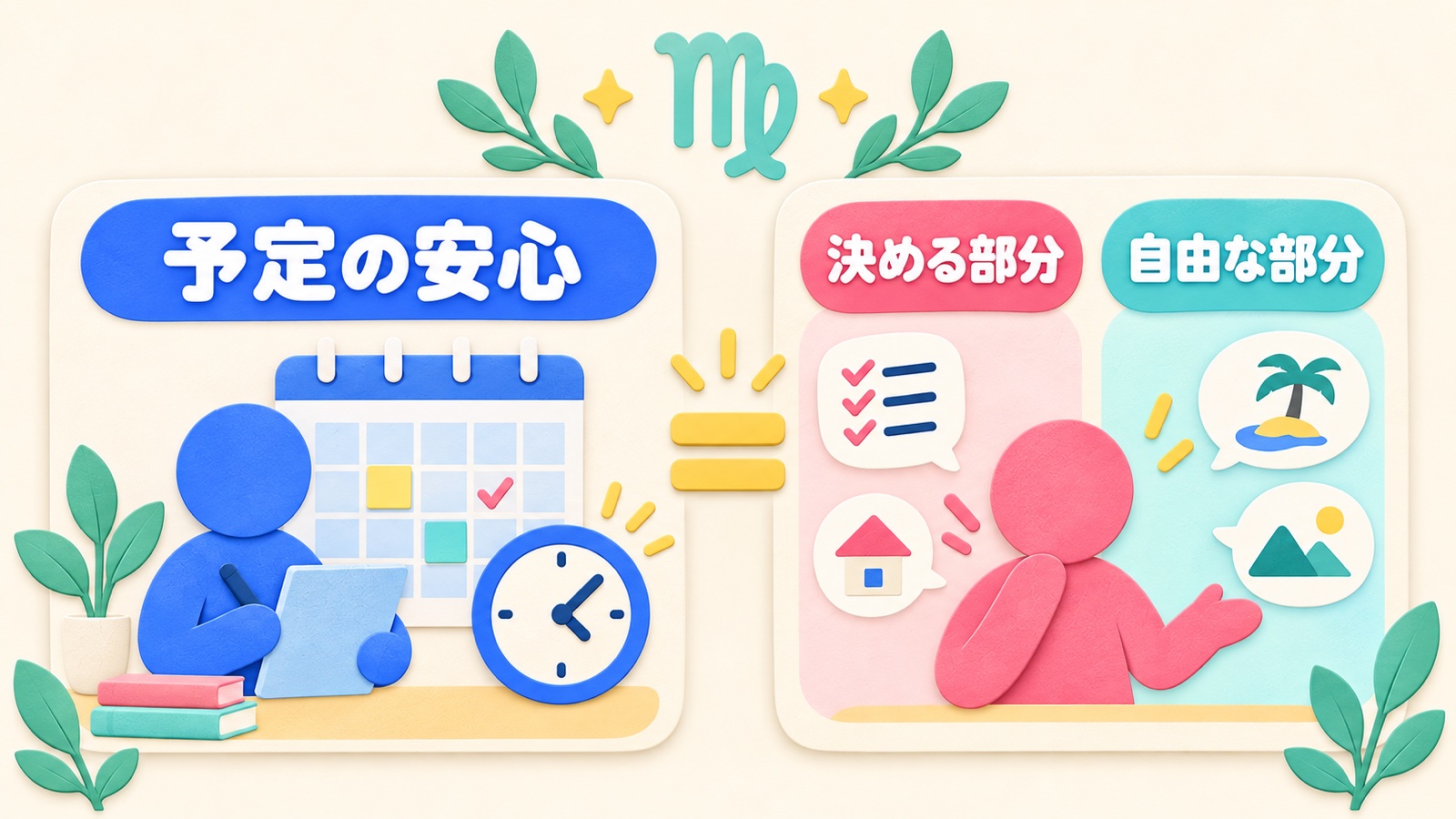 乙女座の関係で決める部分と自由な部分を比べる図
