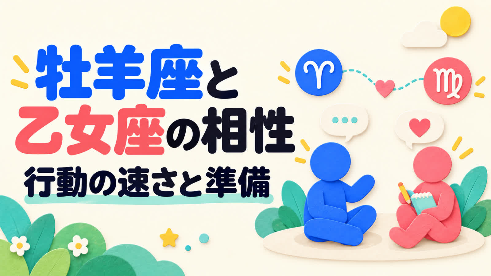 牡羊座と乙女座の相性を行動の速さと準備から考えるのイメージ