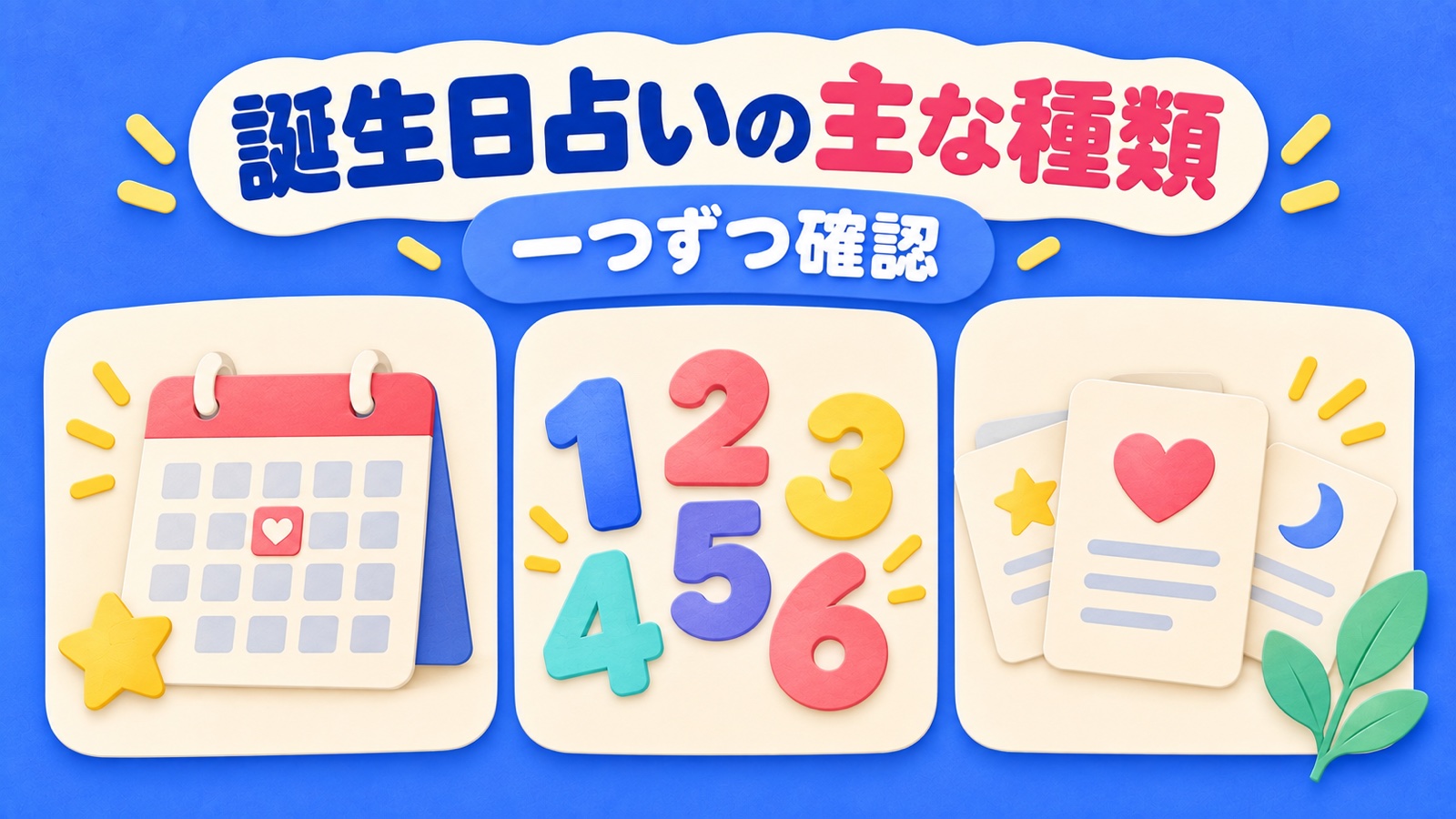 誕生日占いの主な種類を整理する図