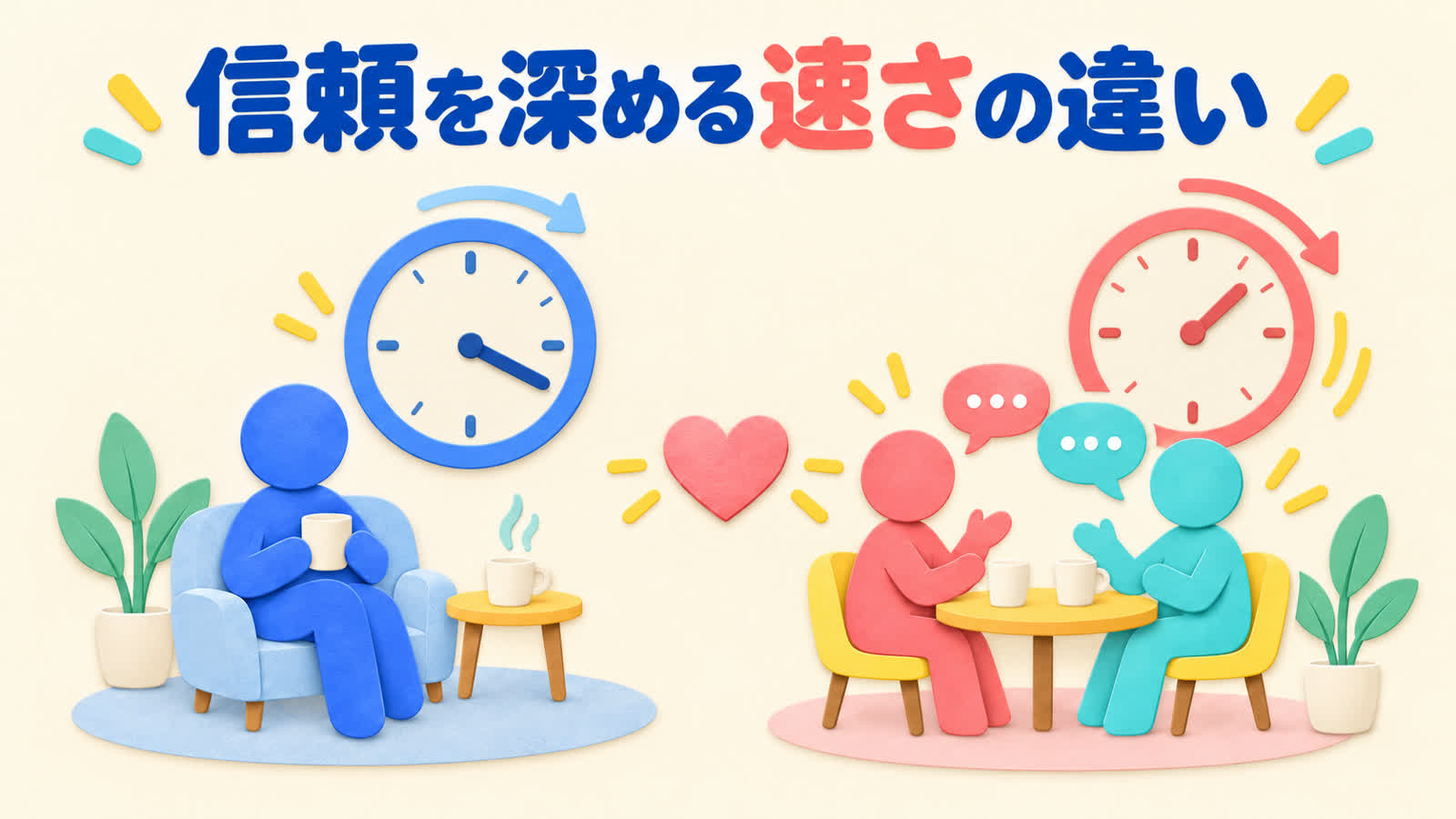信頼を深める速さの違いを整理する図
