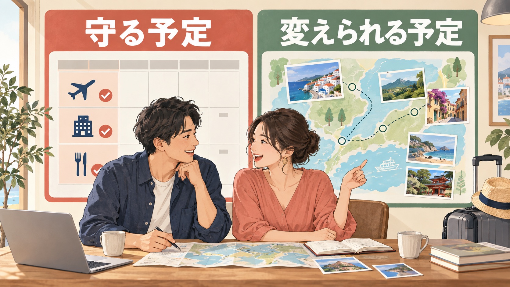 守る予定と変えられる予定を分けて決める説明図