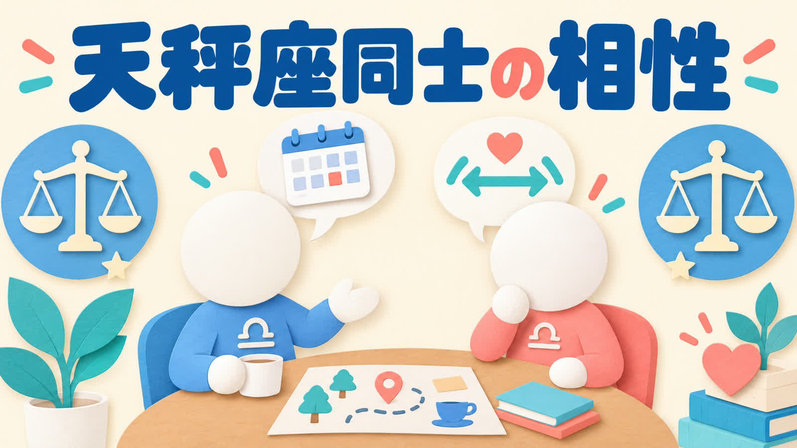 天秤座同士のA型とO型の相性を決め方と距離感から考えるのイメージ