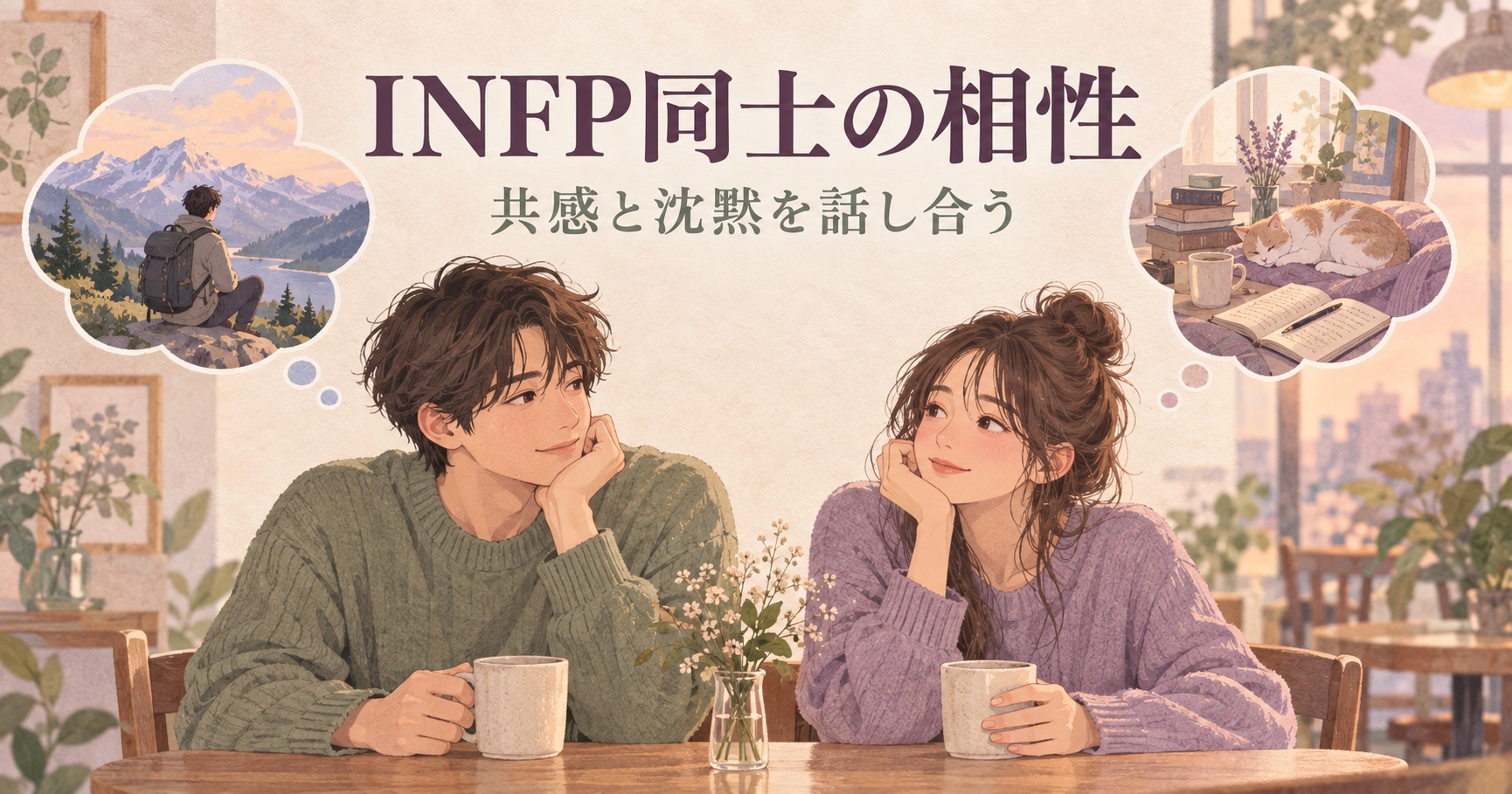 INFP同士の相性を共感と沈黙から考える二人のイラスト