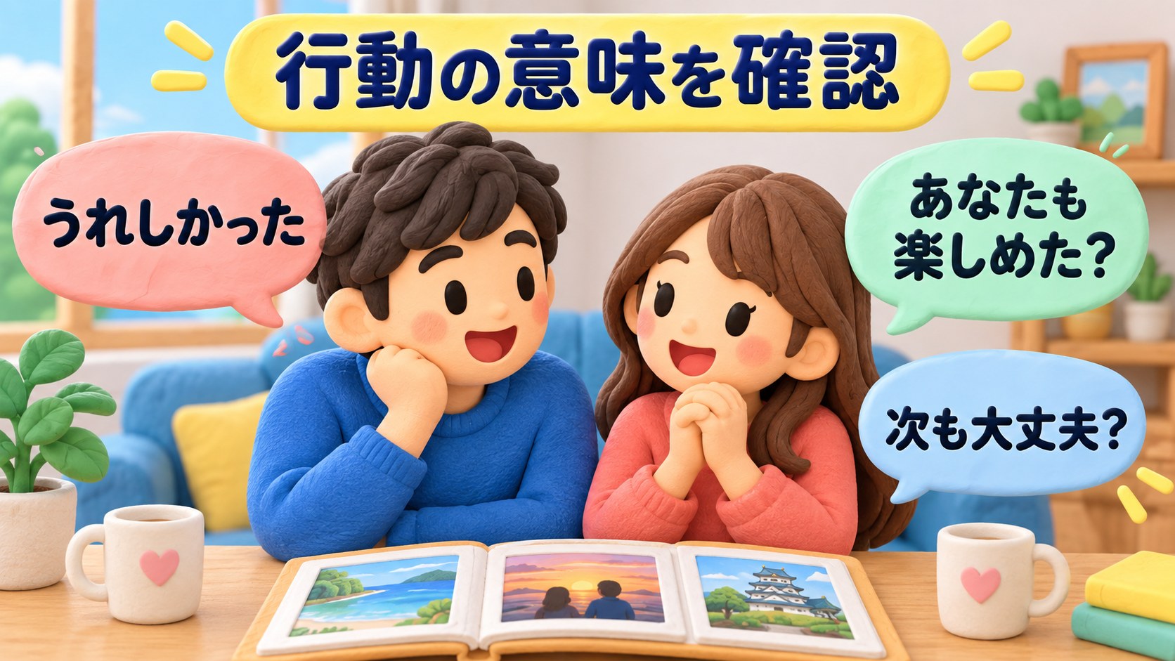 一緒にした行動の意味を感謝と質問で確かめる説明図